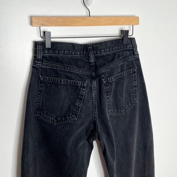 Gap High Rise Barrel Leg Jeans Womens 27P Washed Black Cotton 2025 Style - Picture 8 of 11